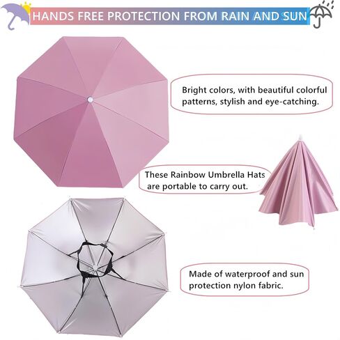 4 Pack Umbrella Hats, 26" Diameter Head Umbrella Hat for Women Men, Folding Waterproof Fishing Hat for Party Costume Beach Golf Hiking in Saudi Arabia