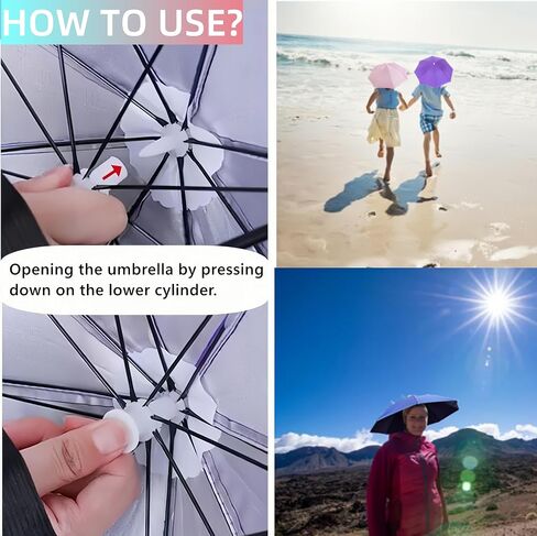 4 Pack Umbrella Hats, 26" Diameter Head Umbrella Hat for Women Men, Folding Waterproof Fishing Hat for Party Costume Beach Golf Hiking in Saudi Arabia