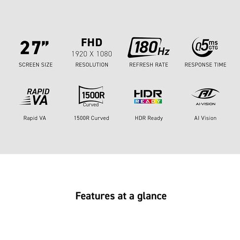 MSI MAG 275CQF E18 27 بوصة 2560 × 1440 (QHD) شاشة ألعاب ، 180 هرتز ، المزامنة التكيفية ، HDR جاهزة ، HDMI ، منفذ VGA ، VESA Mountain in Saudi Arabia