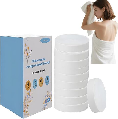 【10-PCS】 ترقية مناشف حمام مضغوطة يمكن ترقيتها للغاية ، ومنشفة سفر ، ومناشف حمامات يمكن التخلص منها للسفر ، و 70 × 140 سم ، وسرعة جافة ، وصحية ، وتوفير الفضاء للتخييم ، والمشي لمسافات طويلة ، و Gym & Hotel Use in Kuwait