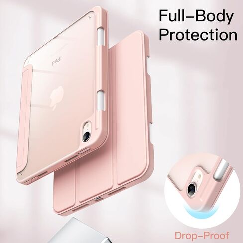 JETech Case for iPad mini (A17 Pro, 2024 Model, 7th Generation) / mini 6 (2021 Model, 6th Generation) with Pencil Holder, Clear Back Shell Stand Shockproof Tablet Cover, Auto Wake/Sleep (Black) in Kuwait