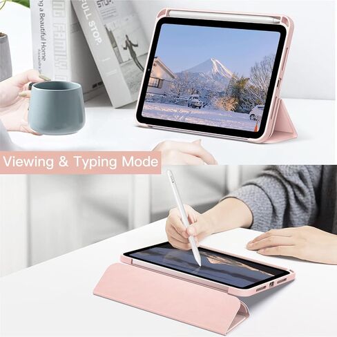 JETech Case for iPad mini (A17 Pro, 2024 Model, 7th Generation) / mini 6 (2021 Model, 6th Generation) with Pencil Holder, Clear Back Shell Stand Shockproof Tablet Cover, Auto Wake/Sleep (Black) in Kuwait