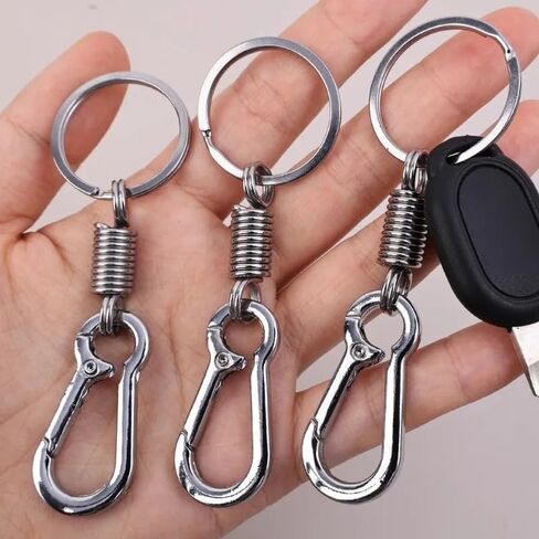 2 PCS Silver Carabiner Keychain ، Spring Keyring Holder Clips ، Metal Snap Hook Clip لسلسلة مفتاح السيارة ، حامل Keyrings ، خطاف محفظة ، Paracord Keychain Lanyard (9 سم) in Saudi Arabia