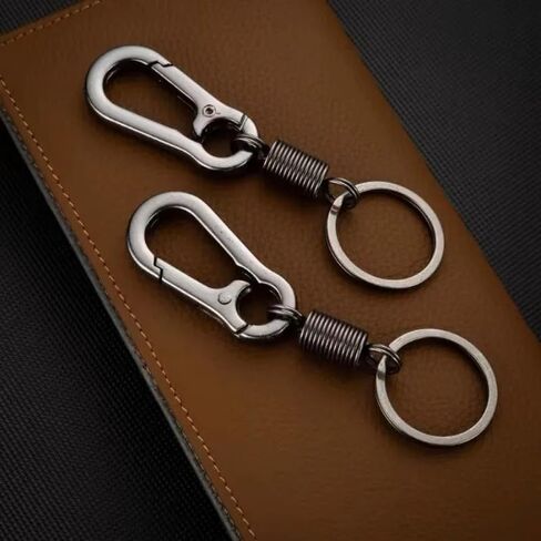 2 PCS Silver Carabiner Keychain ، Spring Keyring Holder Clips ، Metal Snap Hook Clip لسلسلة مفتاح السيارة ، حامل Keyrings ، خطاف محفظة ، Paracord Keychain Lanyard (9 سم) in Saudi Arabia