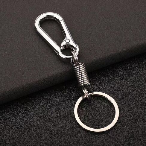 2 PCS Silver Carabiner Keychain ، Spring Keyring Holder Clips ، Metal Snap Hook Clip لسلسلة مفتاح السيارة ، حامل Keyrings ، خطاف محفظة ، Paracord Keychain Lanyard (9 سم) in Saudi Arabia