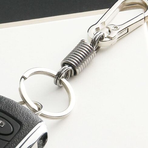 2 PCS Silver Carabiner Keychain ، Spring Keyring Holder Clips ، Metal Snap Hook Clip لسلسلة مفتاح السيارة ، حامل Keyrings ، خطاف محفظة ، Paracord Keychain Lanyard (9 سم) in Saudi Arabia