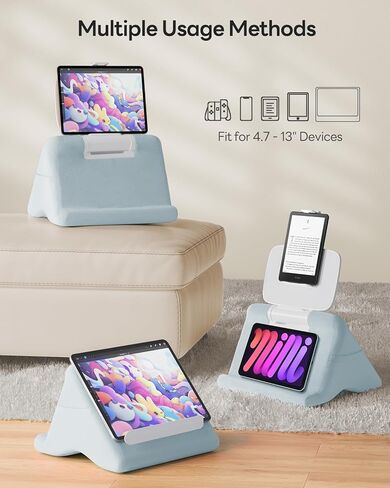 وسادة Saiji Tablet Kindle Stand-حامل iPad للقراءة في السرير في السرير ، مع مقطع متعدد الوظائف قابل للتعديل من 4-13 بوصة ، iPad ، Kindle ، الهاتف ، الأزرق in Saudi Arabia