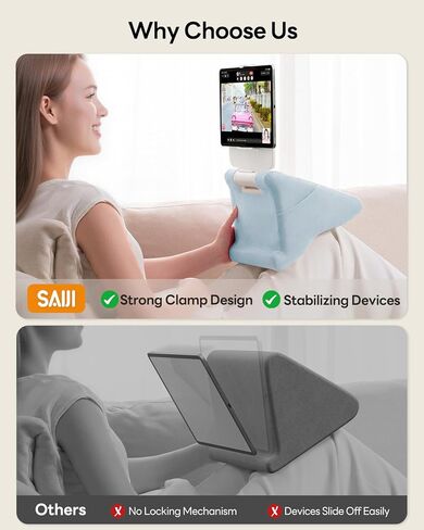 وسادة Saiji Tablet Kindle Stand-حامل iPad للقراءة في السرير في السرير ، مع مقطع متعدد الوظائف قابل للتعديل من 4-13 بوصة ، iPad ، Kindle ، الهاتف ، الأزرق in Saudi Arabia