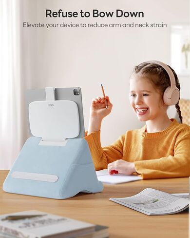 وسادة Saiji Tablet Kindle Stand-حامل iPad للقراءة في السرير في السرير ، مع مقطع متعدد الوظائف قابل للتعديل من 4-13 بوصة ، iPad ، Kindle ، الهاتف ، الأزرق in Saudi Arabia