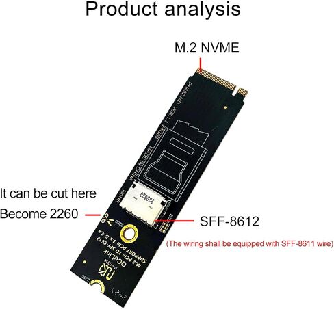 PCIE إلى SFF8612 بطاقة محول التوسع تدعم SFF8611 SFF8612 لمختلف اللوحة الرئيسية in Saudi Arabia