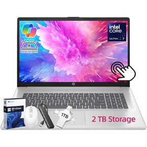 HP 17 inch Laptop Touchscreen, 17.3" Anti-Glare HD+ Toucscreen, Intel Ultra 7 255U, Built-in NPU, 64 GB DDR5, 2 TB SSD, Backlit Keyboard, Copilot AI, Bluetooth 5.4, Windows 11 Pro, Accessories in Kuwait