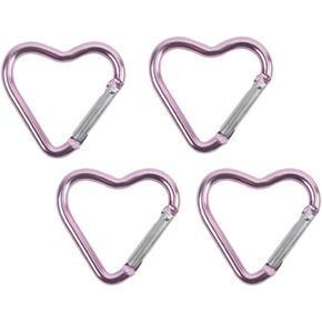 4pcs Light Purple Heart Snap Carabiners Carabiners Aluminy Clips | خطافات خفيفة الوزن للمفاتيح وحقائب الظهر والاستخدام في الهواء الطلق | حاملي مفاتيح متينة للسفر والمشي لمسافات طويلة وحمل يوميا in Kuwait