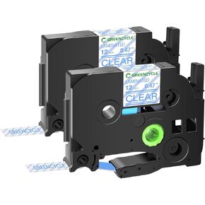 GREENCYCLE Compatible for Brother P-Touch Label Tape TZe-133 12mm 0.47" Laminated Clear TZe133 TZ-133 TZe TZ 1/2 inch Blue on Clear Label Tape for PT-D210 PT-D400 PT-D450 PT-D600 PT-D200, 2 Pack in Kuwait