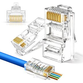 كابلات الراهب | موصلات RJ45 الشاقة | CAT6 | تمريرة | 10 حزمة | 30µ سميكة الذهب تلطخ | جهات اتصال دقيقة من نوع 3 نقاط in Kuwait