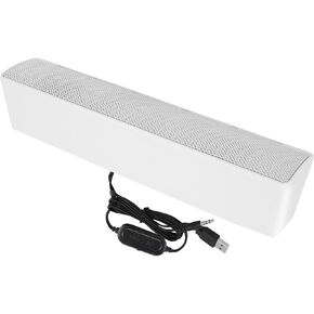 USB Wired Stereo Soundbar, Computer Speaker with 3.5Mm Input, Bass Surround Sound Box, 3D Stereo Sound Adjustable Volume PCfor Desktop, Laptop, Smartphone, Tablet PC (White) in Kuwait