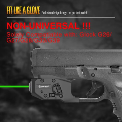 DEFENTAC Green Laser Sight is Exclusive Compatible with Glock G26/G27/G28/G33/G39 Only, Momentary and Strobe in Kuwait