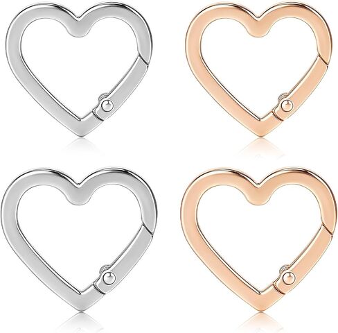 مقطع سلسلة مفاتيح القلب ، 4 أجهزة كمبيوتر سبيكة زنك على شكل قلب مفتاح Carabiner Mini Spring Snap Hook Clip Clip لمفاتيح حقائب الظهر معلقة حامل زجاجة ماء in Saudi Arabia