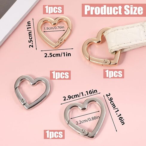 مقطع سلسلة مفاتيح القلب ، 4 أجهزة كمبيوتر سبيكة زنك على شكل قلب مفتاح Carabiner Mini Spring Snap Hook Clip Clip لمفاتيح حقائب الظهر معلقة حامل زجاجة ماء in Saudi Arabia