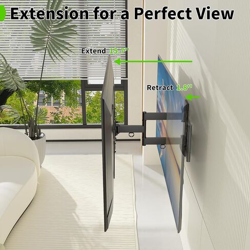 Black Full Motion TV Wall Mount for 23" to 55" TVs, TV Bracket Wall Mount with Articulating Arms, Fit Up to 66lbs & VESA 400x400 in Saudi Arabia