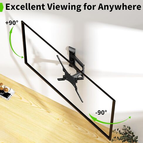 Black Full Motion TV Wall Mount for 23" to 55" TVs, TV Bracket Wall Mount with Articulating Arms, Fit Up to 66lbs & VESA 400x400 in Saudi Arabia