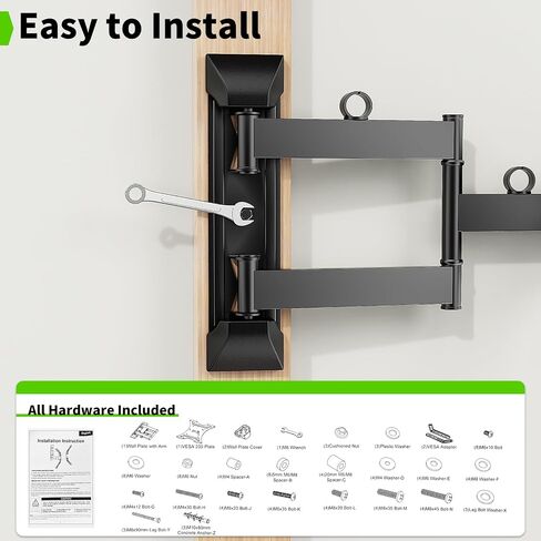 Black Full Motion TV Wall Mount for 23" to 55" TVs, TV Bracket Wall Mount with Articulating Arms, Fit Up to 66lbs & VESA 400x400 in Saudi Arabia