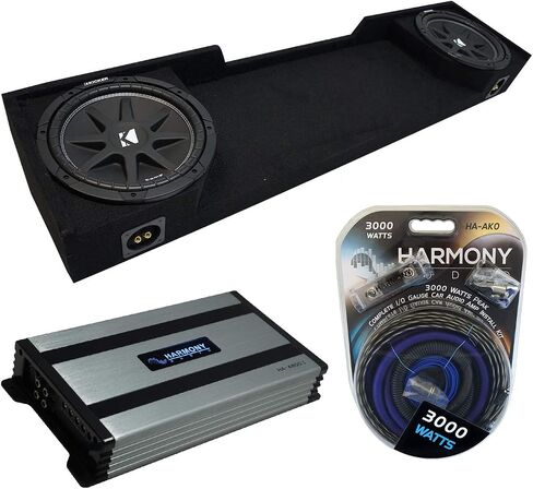 Harmony Audio Compatible with 1988-1998 GMC Sierra Extended Cab Truck Kicker Bundle Comp C10 Dual 10" Sub Box Enclosure & Harmony HA-A800.1 Amp in Saudi Arabia