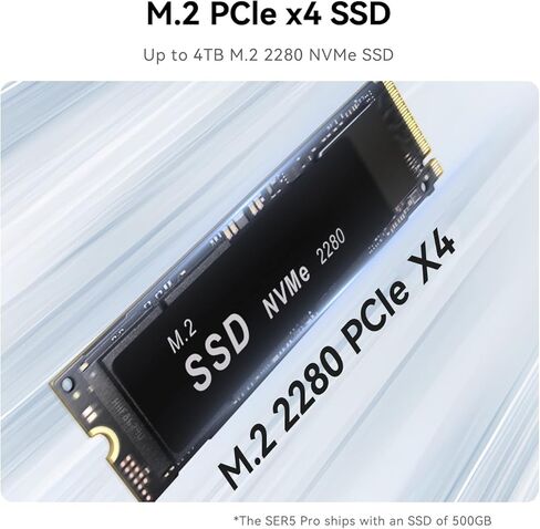Beelink Ser5 Pro Mini PC ، AMD Ryzen 7 5825U (7nm ، 8c/16t) حتى 4.5 جيجا هرتز ، كمبيوتر ميني 32GB DDR4 RAM 1TB NVME SSD ، Micro PC 4K@60Hz عرض WIFI6/BT5.2/HTPC/HOME/OFFICE in Kuwait
