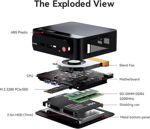 Beelink Ser5 Pro Mini PC ، AMD Ryzen 7 5825U (7nm ، 8c/16t) حتى 4.5 جيجا هرتز ، كمبيوتر ميني 32GB DDR4 RAM 1TB NVME SSD ، Micro PC 4K@60Hz عرض WIFI6/BT5.2/HTPC/HOME/OFFICE in Kuwait