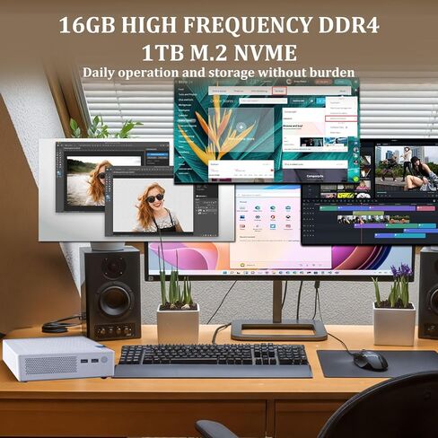 Mini PC ، AMD Ryzen 7،16GB RAM ، 1TB M.2 SSD (حتى 4.0 جيجا هرتز) ، أجهزة كمبيوتر سطح المكتب المصغرة للألعاب ، PC Micro ، يدعم 4K 60Hz HDMI VGA USB × 6 مناسبة للأعمال التجارية ، المنزل ، Office صغير الكمبيوتر الشخصي in Kuwait