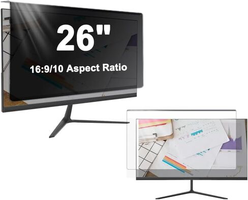 Hanging Type - Privacy Screen Filter for 26/26.5 Inches Desktop Computer Monitor, Reduce Glare & Blue Light Exposure Privacy Panel for 16:9/10 Widescreen Monitor, Easy To Install & Removable in Saudi Arabia