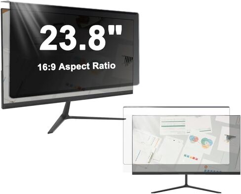 23.8 Inch Hanging Type Desktop PC Monitor Privacy Shield, Reduce Eye Strain Blue Light Blocking Anti Glare Computer Screen Cover, Anti Spy Security Protector Panel for 16:9 Widescreen Monitor in Saudi Arabia