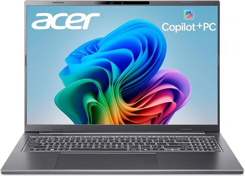 Acer Aspire 16 AI Copilot+ PC | 16 "Wuxga 120Hz عرض متعدد اللمس | Snapdragon X X1-26-100 | NPU: 45 TOPS-GPU: تصل إلى 1.7 TFLOPS | 16GB LPDDR5X | 512GB PCIE GEN 4 SSD | WI-FI 7 | A16-11MT-X669 in Saudi Arabia