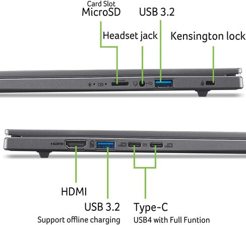 Acer Aspire 16 AI Copilot+ PC | 16 "Wuxga 120Hz عرض متعدد اللمس | Snapdragon X X1-26-100 | NPU: 45 TOPS-GPU: تصل إلى 1.7 TFLOPS | 16GB LPDDR5X | 512GB PCIE GEN 4 SSD | WI-FI 7 | A16-11MT-X669 in Saudi Arabia