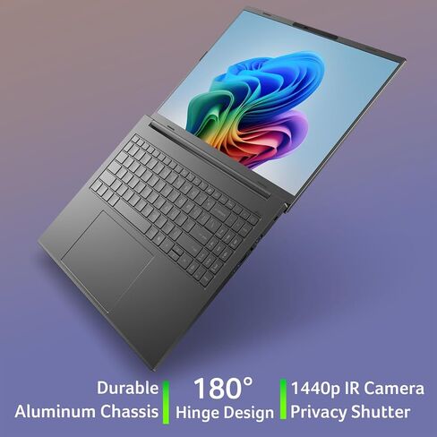 Acer Aspire 16 AI Copilot+ PC | 16 "Wuxga 120Hz عرض متعدد اللمس | Snapdragon X X1-26-100 | NPU: 45 TOPS-GPU: تصل إلى 1.7 TFLOPS | 16GB LPDDR5X | 512GB PCIE GEN 4 SSD | WI-FI 7 | A16-11MT-X669 in Saudi Arabia