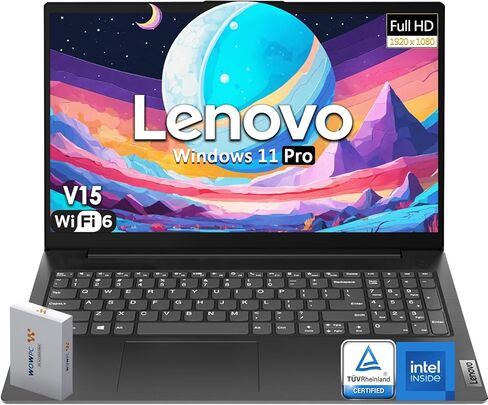 Lenovo V15 Laptop, Intel Celeron N4500 Processor, 15.6" FHD 1920x1080 Anti-Glare LED Display, 16GB RAM, 256GB PCIe SSD, Ethernet Port RJ-45, WiFi 6 & Bluetooth 5.2, Windows 11 Pro, WOWPC Recovery USB in Saudi Arabia