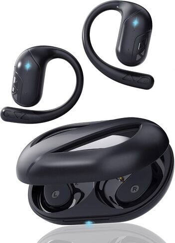 Open Ear Headphones, Bluetooth Headphones V5.4 Wireless Sport Earbuds with Charging Case, IP54 Waterproof 50H Playtime Lightweight Design Fit for Cycling, Running, Walking, Workout in Saudi Arabia