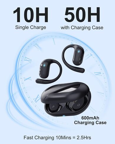 Open Ear Headphones, Bluetooth Headphones V5.4 Wireless Sport Earbuds with Charging Case, IP54 Waterproof 50H Playtime Lightweight Design Fit for Cycling, Running, Walking, Workout in Saudi Arabia