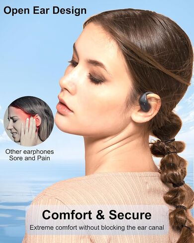 Open Ear Headphones, Bluetooth Headphones V5.4 Wireless Sport Earbuds with Charging Case, IP54 Waterproof 50H Playtime Lightweight Design Fit for Cycling, Running, Walking, Workout in Saudi Arabia
