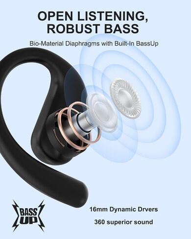 Open Ear Headphones, Bluetooth Headphones V5.4 Wireless Sport Earbuds with Charging Case, IP54 Waterproof 50H Playtime Lightweight Design Fit for Cycling, Running, Walking, Workout in Saudi Arabia