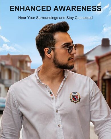 Open Ear Headphones, Bluetooth Headphones V5.4 Wireless Sport Earbuds with Charging Case, IP54 Waterproof 50H Playtime Lightweight Design Fit for Cycling, Running, Walking, Workout in Saudi Arabia