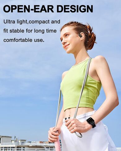 Open Ear Headphones, Bluetooth Headphones V5.4 Wireless Sport Earbuds with Charging Case, IP54 Waterproof 50H Playtime Lightweight Design Fit for Cycling, Running, Walking, Workout in Saudi Arabia