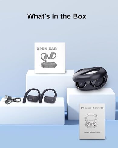 Open Ear Headphones, Bluetooth Headphones V5.4 Wireless Sport Earbuds with Charging Case, IP54 Waterproof 50H Playtime Lightweight Design Fit for Cycling, Running, Walking, Workout in Saudi Arabia