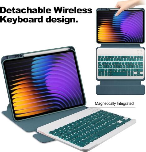 Tablet Protective Case Cover Compatible with Xiaomi Mi Pad 7/7 Pro Case 11.2 Inch 2024 Detachable Wireless Keyboard S Pen Holde, 360 Degree Swivel Stand Folio Flip Smart Tablet Cover Auto Sleep/Wake T in Saudi Arabia