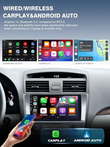 5G WIFI (6) سيارة راديو CAR لـ Toyota Camry 2006-2011 ، Android13/Wireless Carplay/Android Auto/Touch Screen/GPS Campility/Bluetooth/FM/HD (2ram+64rom) in Kuwait