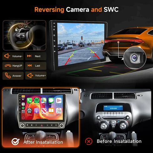 8 Core 6G 128G for Chevrolet Camaro 2008-2015 Radio Android 9 Inch Touchscreen Wireless Carplay Android Auto, Car Stereo for Chevrolet Upgrade Bluetooth DSP GPS Navigation WiFi FM/RDS Backup Camera in Saudi Arabia