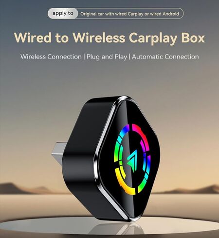 Wireless CarPlay Adapter for iPhone & Android Auto Adapter, Convert Wired to Wireless, Plug & Play, Auto Connect, USB Port Easy Use for Cars from 2016+ in Kuwait