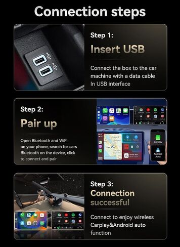 Wireless CarPlay Adapter for iPhone & Android Auto Adapter, Convert Wired to Wireless, Plug & Play, Auto Connect, USB Port Easy Use for Cars from 2016+ in Kuwait