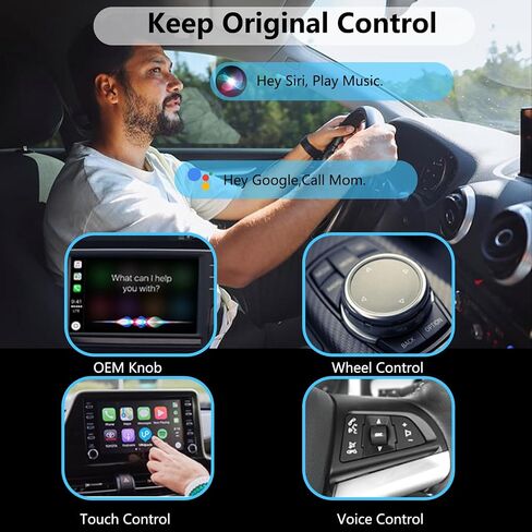 Wireless CarPlay Adapter for iPhone & Android Auto Adapter, Convert Wired to Wireless, Plug & Play, Auto Connect, USB Port Easy Use for Cars from 2016+ in Kuwait