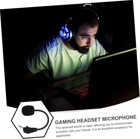 Healifty Noise Cancelling Flexible Gooseneck Gaming Headset Microphone for Plug in Headphones Compatible with Voice Amplifiers and Loudspeakers Pole Stereo Plug and Play Design for in Saudi Arabia