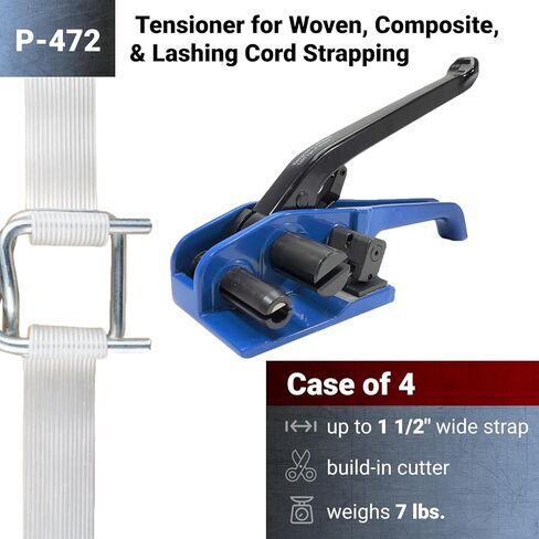شداد IDL Packaging P-472 لربط الحبل المركب المنسوج بعرض يصل إلى 1 1/2 بوصة - يمكن استخدام سلك الحزام مع أبازيم لإعادة الشد - أداة ربط صلبة ومتينة مع قاطع مدمج in Kuwait